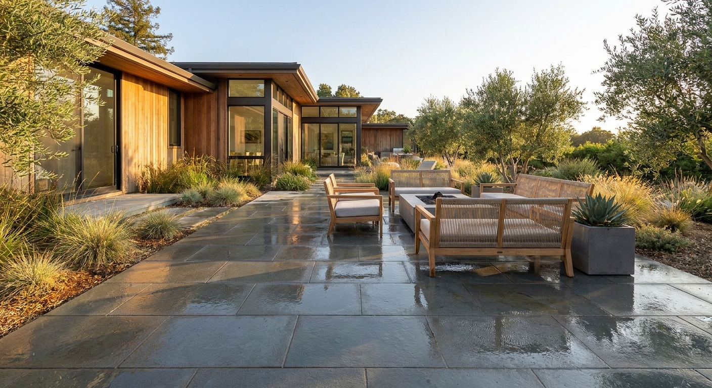 Power-washed patio and exterior